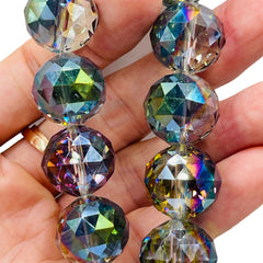 20mm Round Cut Glass Crystal Gold Violet Dream