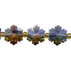 14mm Snowflake Glass Crystal Green Blossom