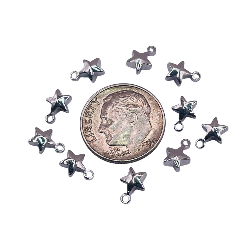 6mm Star Charm 18K Rhodium Plated
