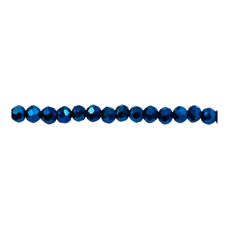 4mm Thunder Polish Glass Crystal Roundel Cut Blue Light