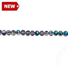 4mm Thunder Polish Glass Crystal Roundel Cut Black Diamond Rainbow