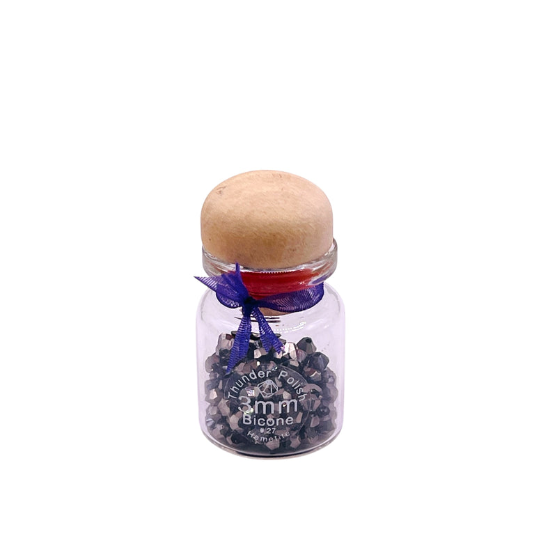 3mm Thunder Polish Glass Crystal Bicone Hematite Bottle