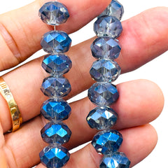 12mm Roundel Cut Glass Crystal Magic Blue