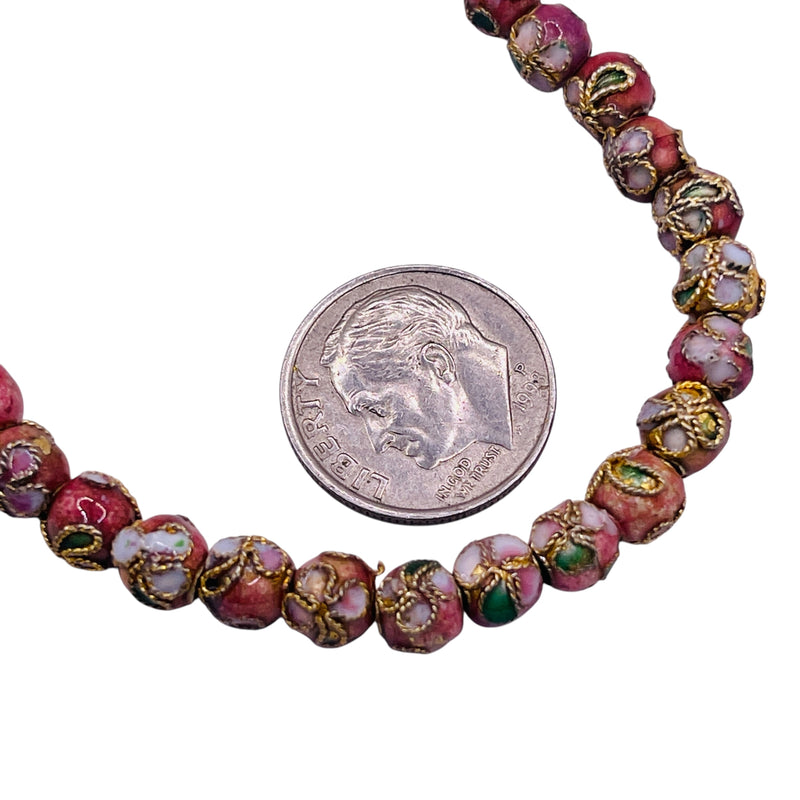 6mm Round Cloisonne Pink