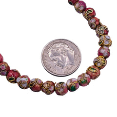 6mm Round Cloisonne Pink
