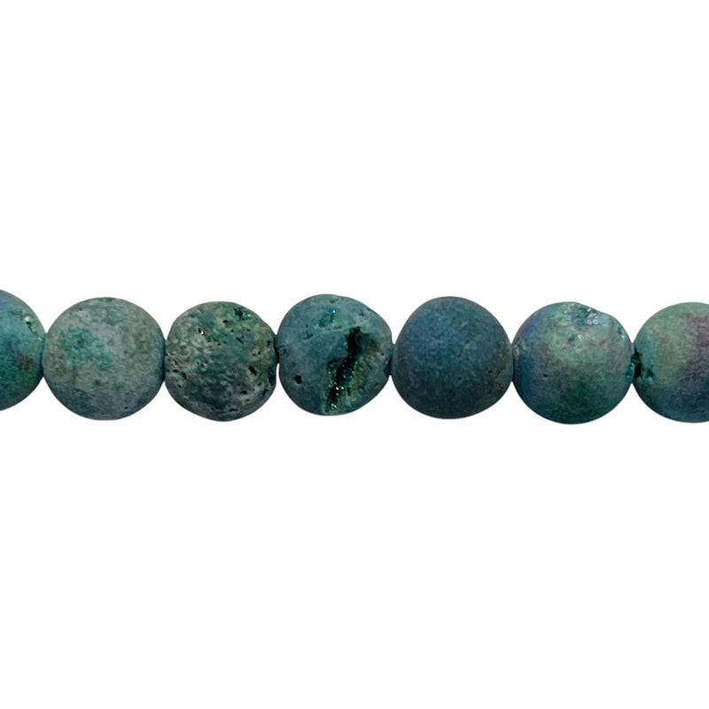 8mm Druzy Round Magic Green