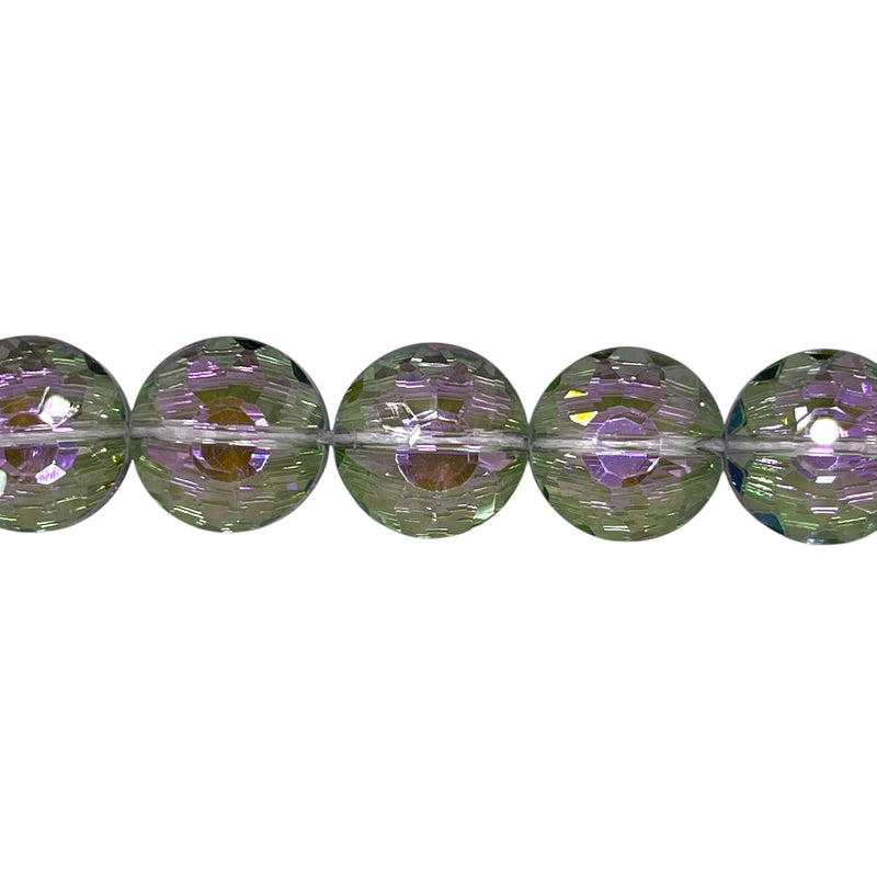 14mm Coin Faceted Glass Crystal Magic Purple