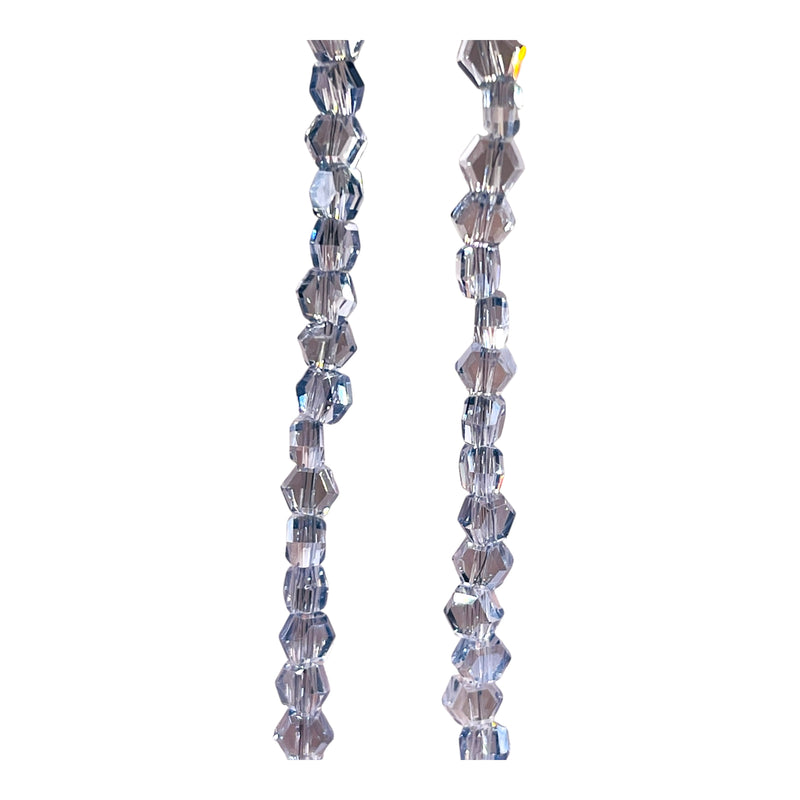 4mm Hexagon Glass Crystal Gray Blue