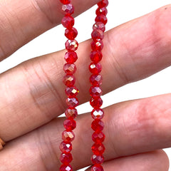 4mm Thunder Polish Glass Crystal Roundel Cut Red AB