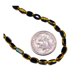 6x3mm Oval Glass Crystal Gold Edge Jet