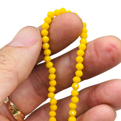 4mm Thunder Polish Glass Crystal Roundel Cut Banana Jade