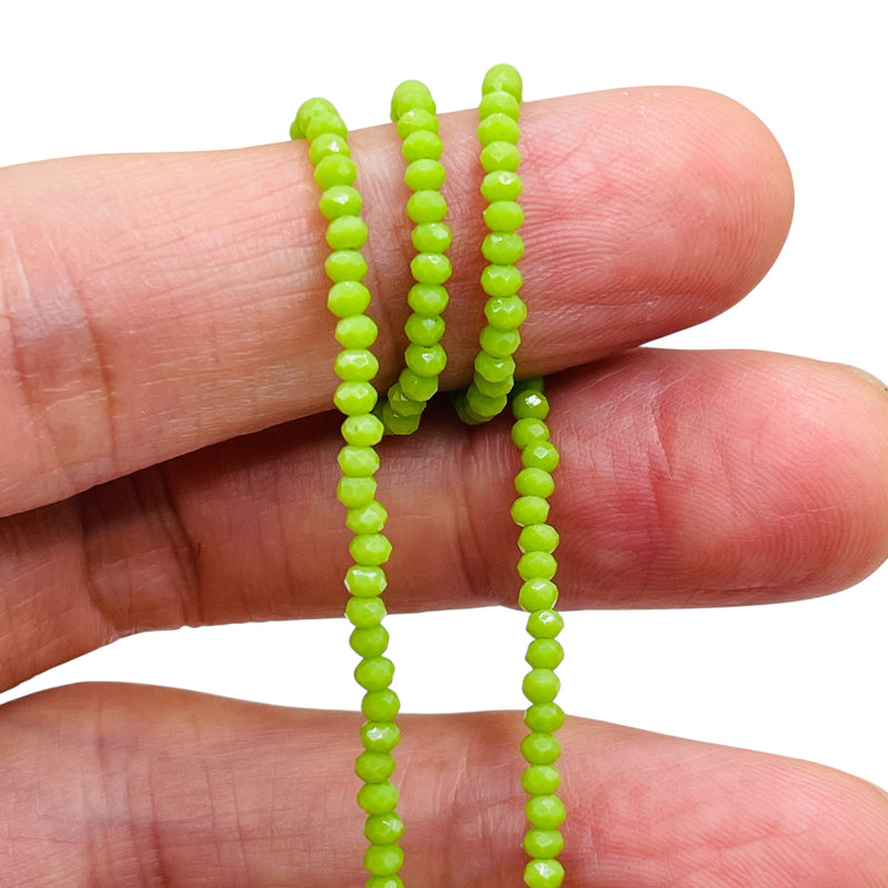 2mm Thunder Polish Glass Crystal Roundel Cut Olive Jade