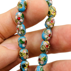 8x6mm Oval Cloisonne Blue