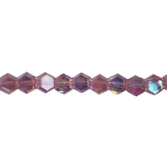 6mm Hexagon Glass Crystal Peach AB