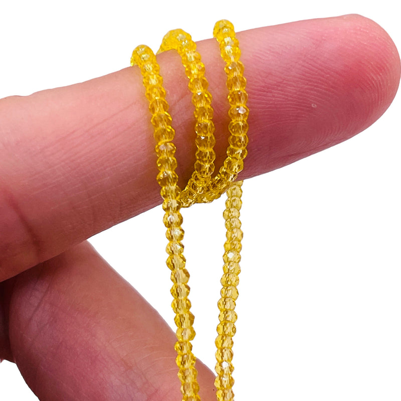 2mm Thunder Polish Glass Crystal Roundel Yellow Gold