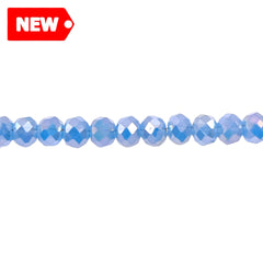 6mm Thunder Polish Glass Crystal Roundel Cut Lt. Sapphire Jade GA