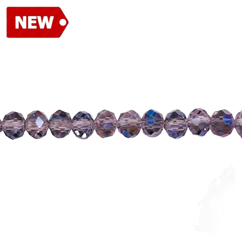 6mm Thunder Polish Glass Crystal Roundel Cut Rosaline MB