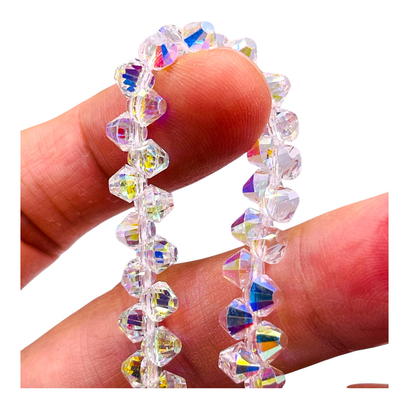 6mm Thunder Polish Glass Crystal Bicone Top Drilled Super AB