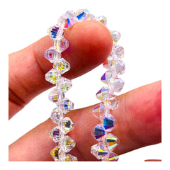 6mm Thunder Polish Glass Crystal Bicone Top Drilled Super AB