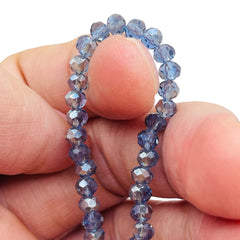 4mm Thunder Polish Glass Crystal Roundel Cut Sapphire Silver