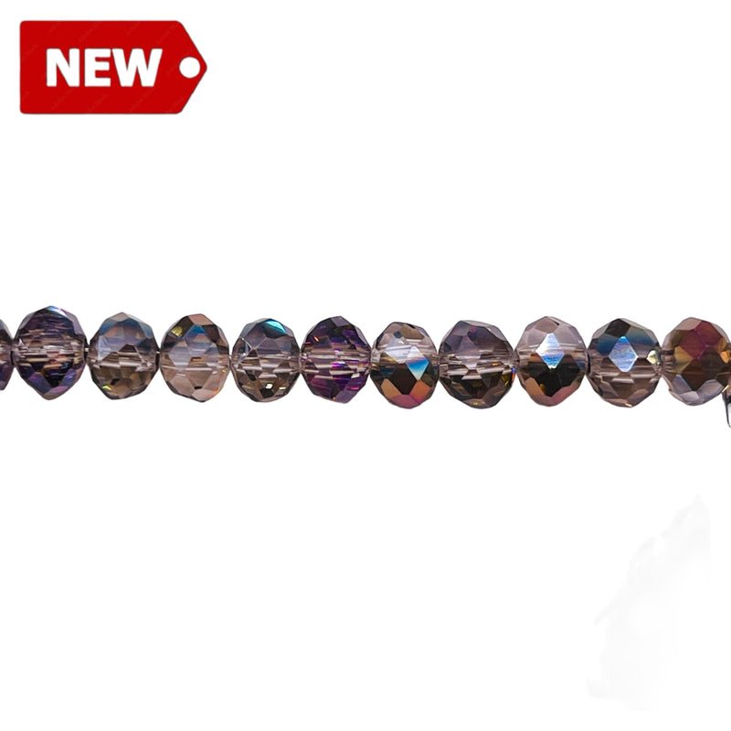 6mm Thunder Polish Glass Crystal Roundel Cut Black Diamond MP