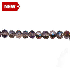6mm Thunder Polish Glass Crystal Roundel Cut Black Diamond MP