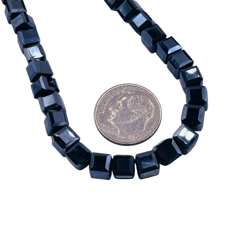 6mm Cube Glass Crystal Gunmetal