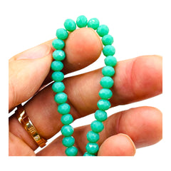 6mm Thunder Polish Glass Crystal Roundel Cut Green Turquoise Jade