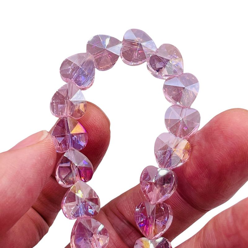 10mm Heart Glass Crystal Rosaline AB