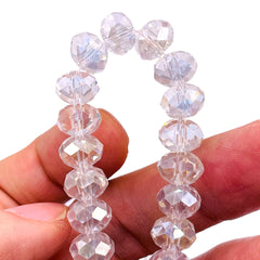 10mm Roundel Cut Glass Crystal Clear AB