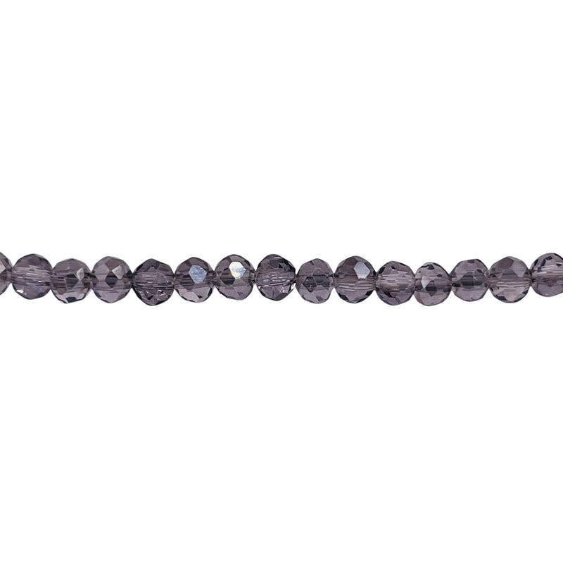 4mm Thunder Polish Glass Crystal Roundel Cut Silver Gray