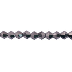 6mm Thunder Polish Glass Crystal Bicone Silver