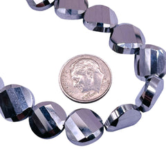 12mm Coin Twisted Glass Crystal White Gold