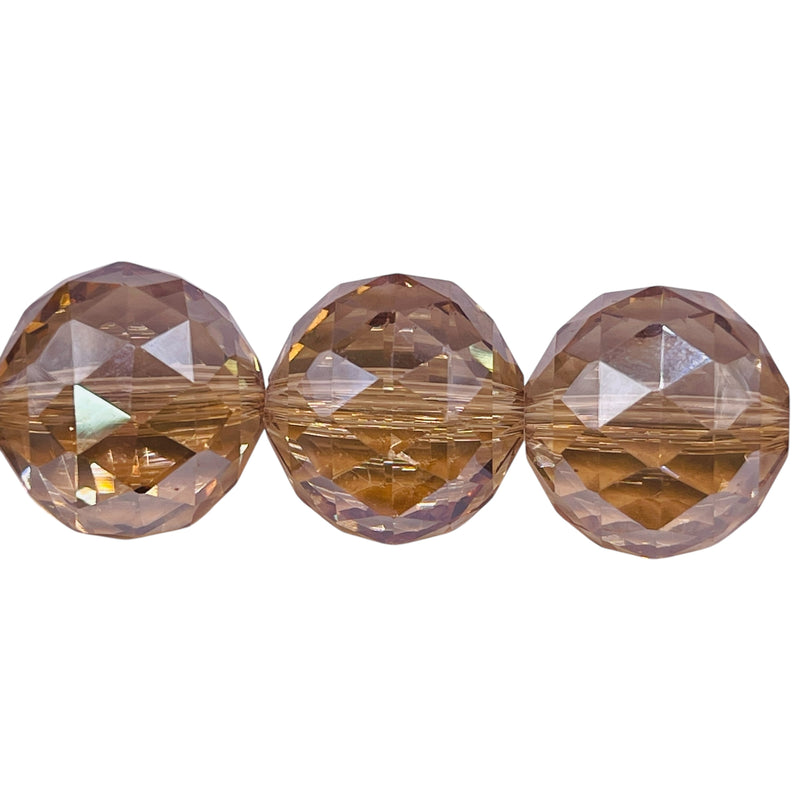 20mm Round Cut Glass Crystal Gold Champagne