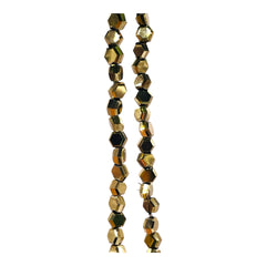 4mm Hexagon Glass Crystal Gold