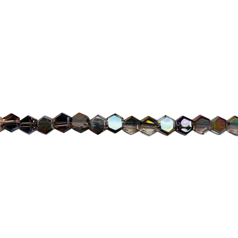 4mm Hexagon Glass Crystal Black Diamond MP
