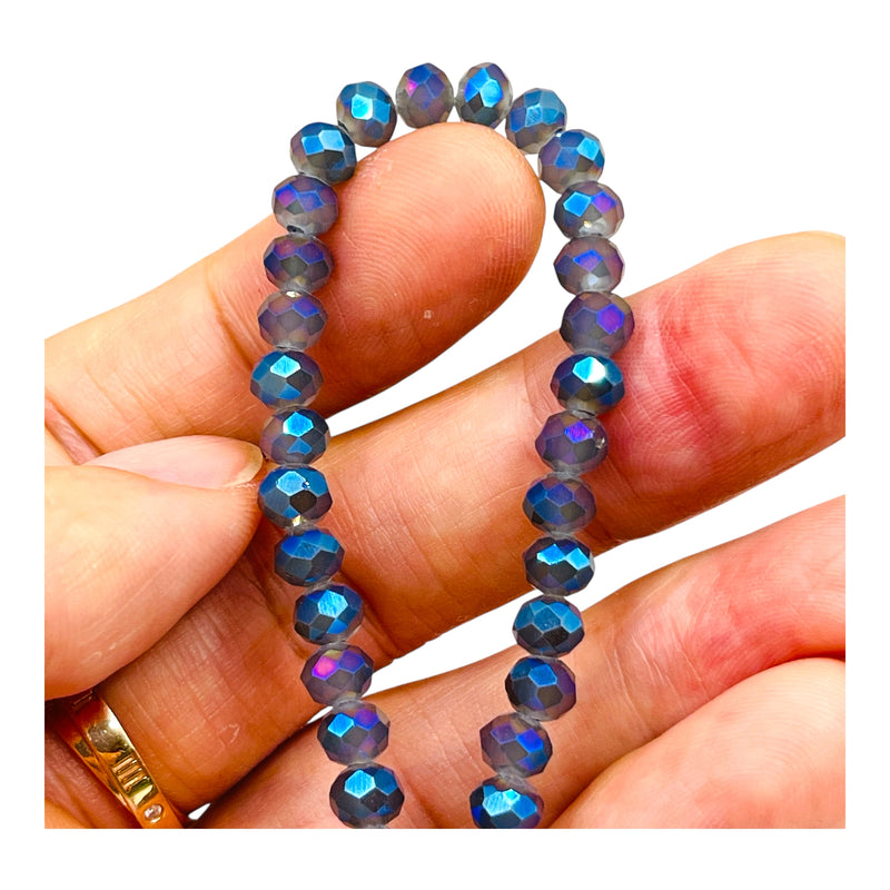 6mm Thunder Polish Glass Crystal Roundel Cut Jade Purple Magic