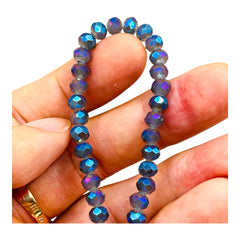 6mm Thunder Polish Glass Crystal Roundel Cut Jade Purple Magic