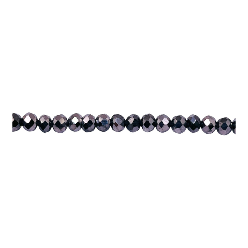 4mm Thunder Polish Glass Crystal Roundel Cut Silver