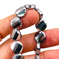 12mm Coin Twisted Glass Crystal White Gold