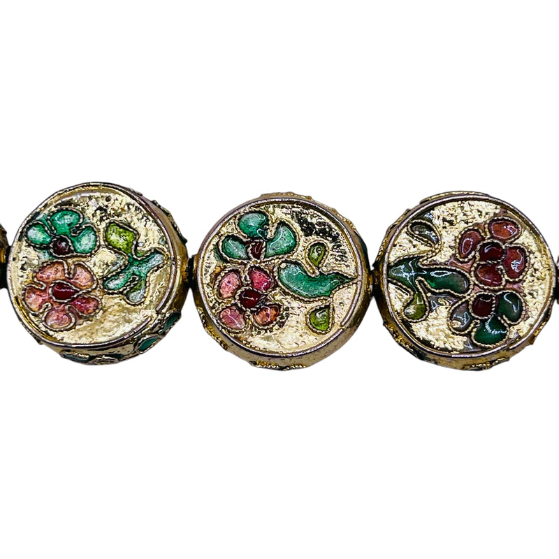 18mm Coin Cloisonne Gold