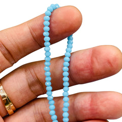 3mm Thunder Polish Glass Crystal Roundel Cut Sky Blue Jade