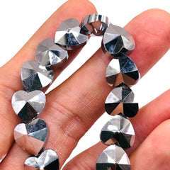 12mm Heart Glass Crystal White Gold