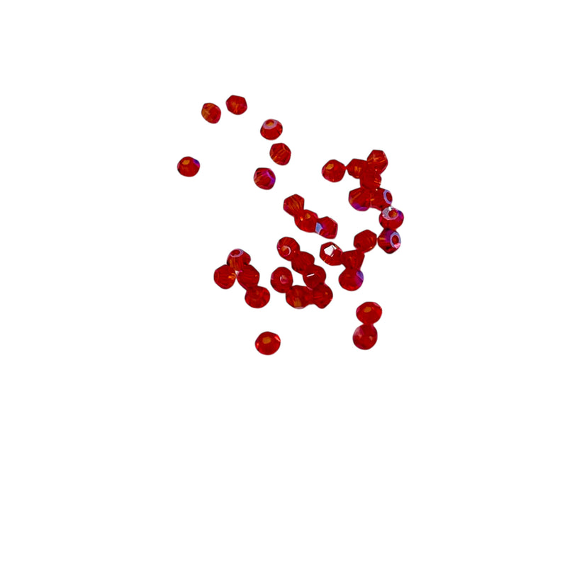 2mm Thunder Polish Glass Crystal Bicone Red Super AB