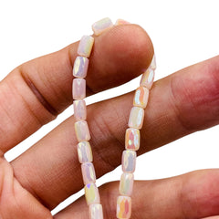 6x4mm Cylinder Glass Crystal Beige Jade Super AB