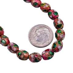 8x6mm Oval Cloisonne Pink