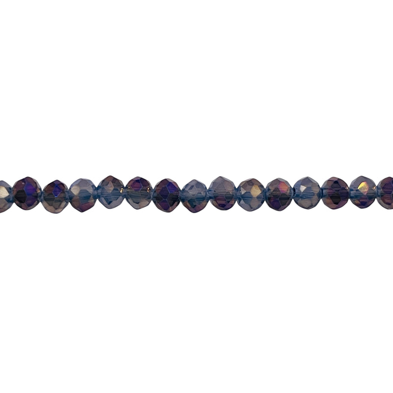 4mm Thunder Polish Glass Crystal Roundel Cut Purple Magic Jade