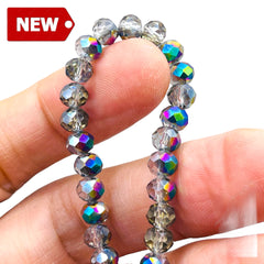 6mm Thunder Polish Glass Crystal Roundel Cut Black Diamond Rainbow