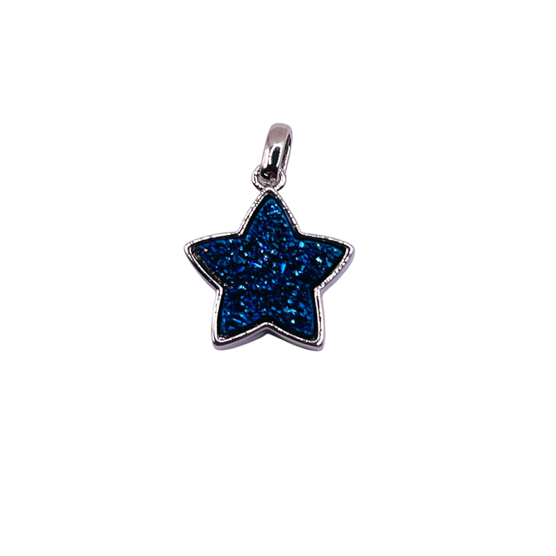 16mm Star Druzy Pendant Blue Light