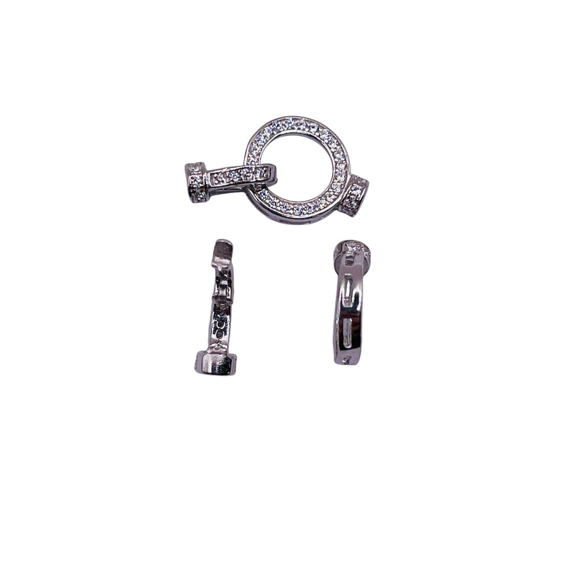 10mm Rhinestone Snap Lock Clasps 925 Silver